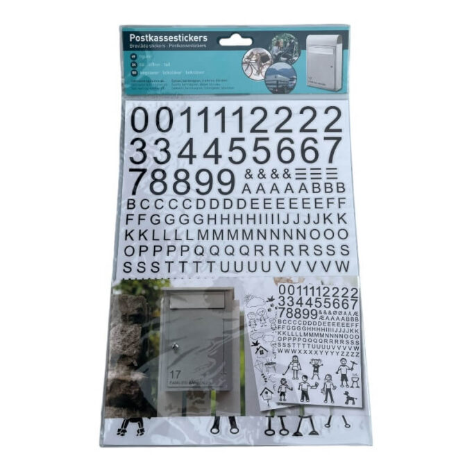 Folieark med bogstaver, tal og figurer Sort